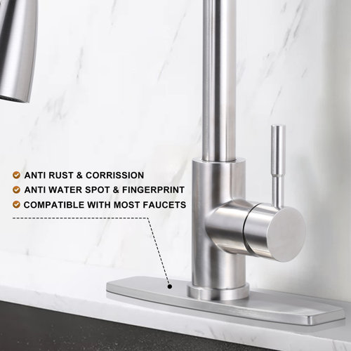 ARCORA 9.6 In. Stainless Steel Kitchen Sink Faucet Hole Cover Deck